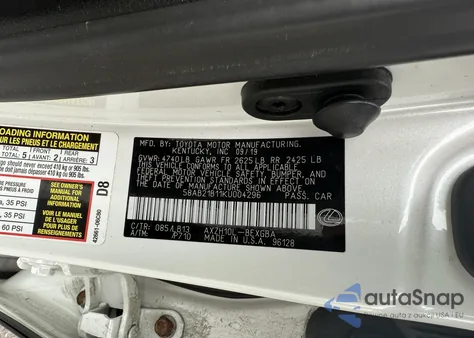 2019 Lexus Es 300H Luxury z USA, uszkodzony, nr VIN 58AB21B11KU004296